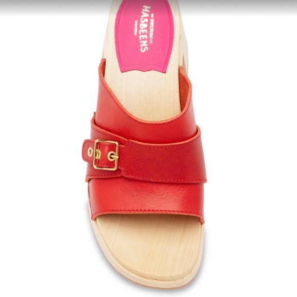 NEW Tuckernuck Swedish Hasbeens Preppy Red Slip Ins Clogs Size 38 - Picture 2 of 13